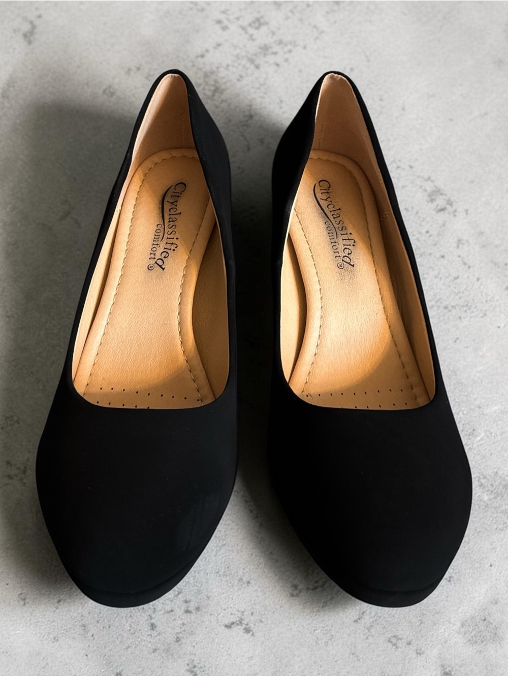 Cityclassified Black Nubuck Platform Stiletto Heels Pumps Size 9 Extra Cushion